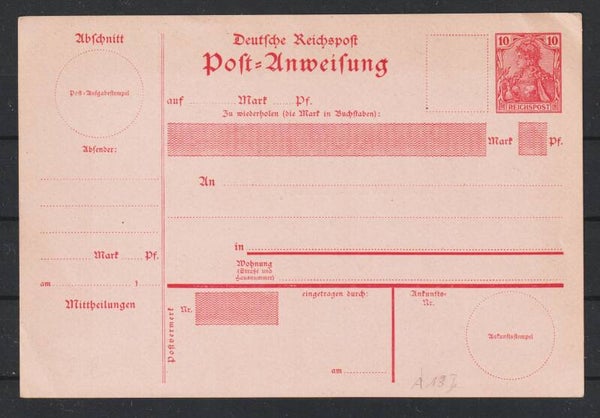 Postanweisung A 13 I, Druckdatum 100  (s26051)