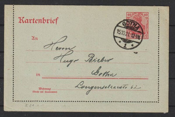 Kartenbrief K 21  GOTHA  15.10.21    (s26052)