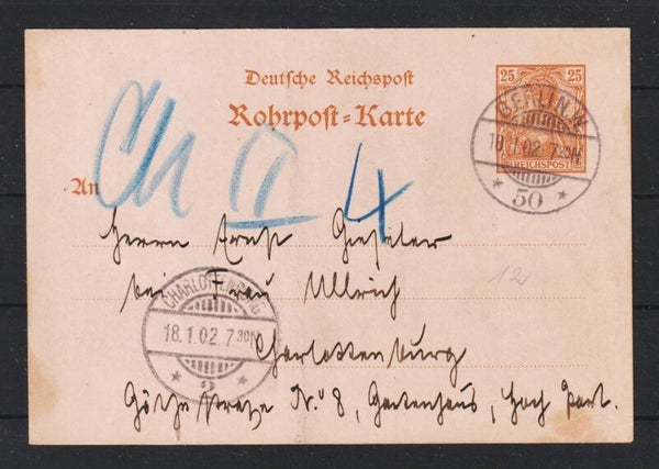 Rohrpost Karte RP 12  BERLIN 18.1.02  (s26054)