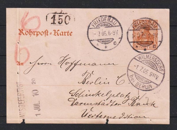 Rohrpost Karte RP 13 FRIEDENAU 1.7.05, WILMERSDORF 1.7.05  (s26054)