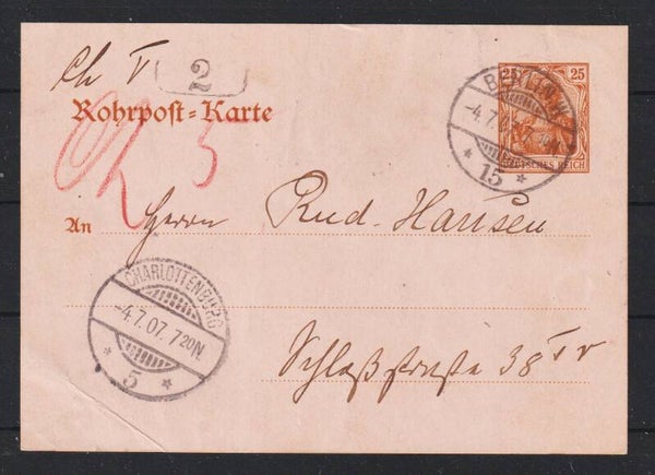 Rohrpost Karte RP 13  BERLIN 4.7.07  (s26054)