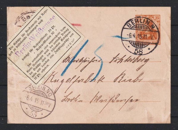 Rohrpost Karte RP 15  BERLIN 6.4.15  (s26054)