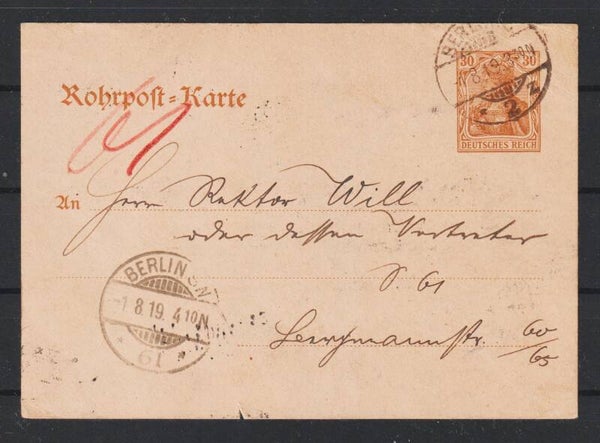 Rohrpost Karte RP 19  BERLIN  1.8.19  (s26055)