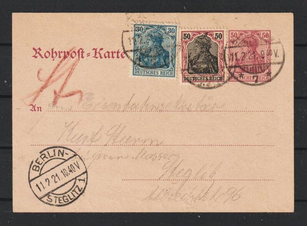 Rohrpost Karte RP 20 ZuF BERLIN 11.2.21   (s26055)
