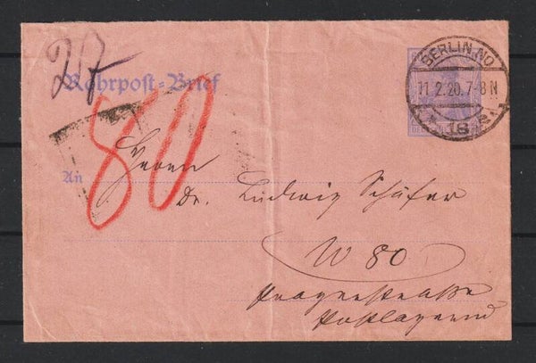 Rohrpost Umschlag RU 9  BERLIN  11.2.20  (s26056)