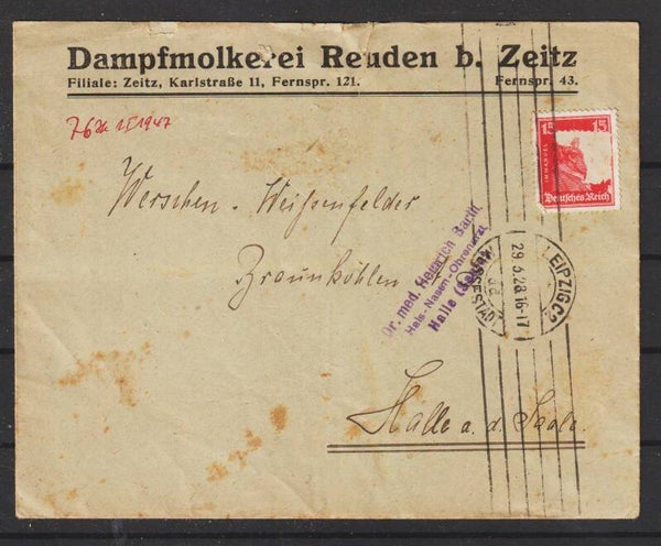 Dampfmolkerei Reuden b. Zeitz LEIPZIG 29.3.28 (s26059)