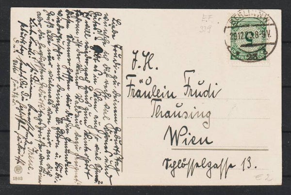 Dezember-Karte, MiNr. 339 EF auf Postkarte  BERLIN 29.12.23   (s26060)