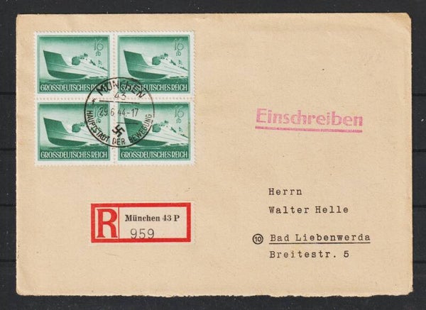 MiNr. 881 MeF Brief MÜNCHEN 29.6.44  (s26061)