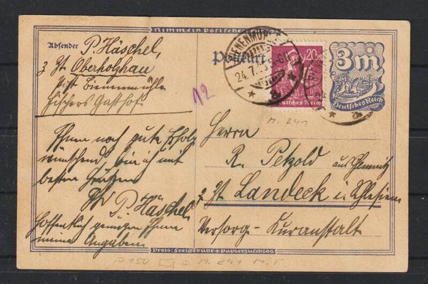 MiNr. 241  auf Postkarte BIENENMÜHLE 24.7.23  (0743)