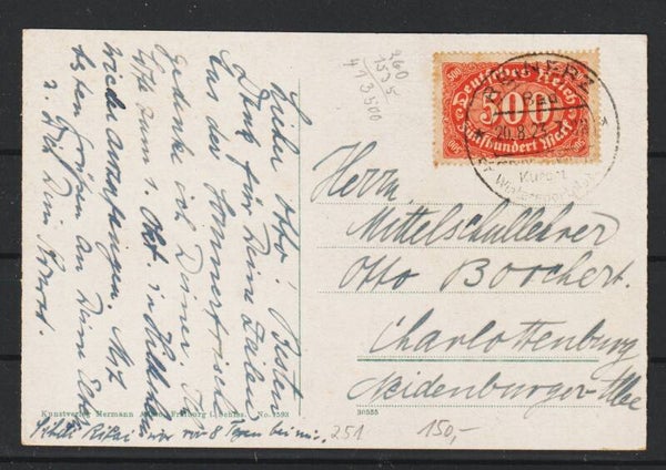 MiNr. 251 EF auf Ansichtskarte  BAD REINERZ  20.8.23   (s26063)