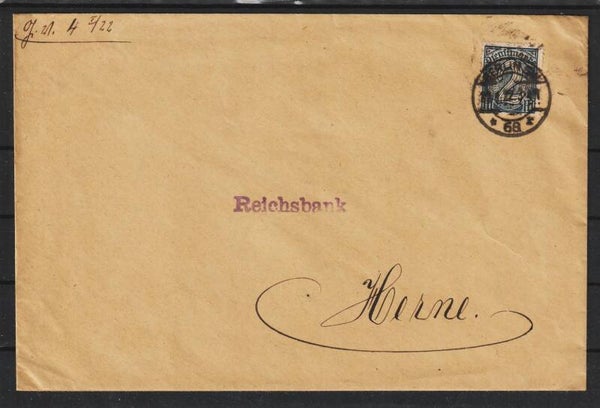 MiNr. D 70 EF, portogerechter Dienstbrief  31.1.22 (s30012)