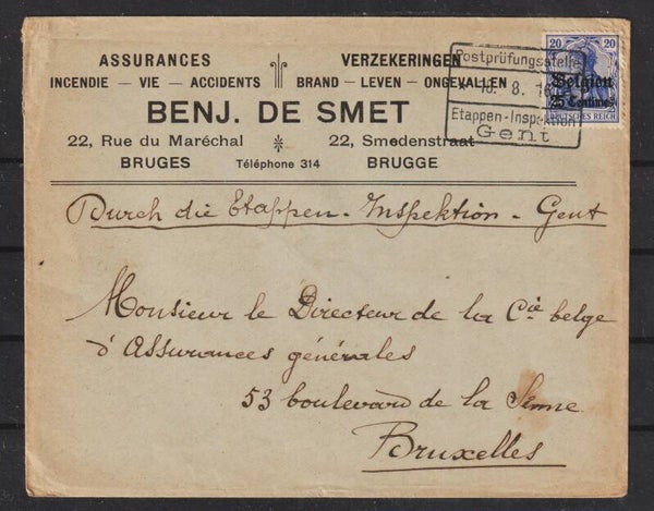 Dt. Bestzung Belgien MiNr. 4 auf Brief (s30007)