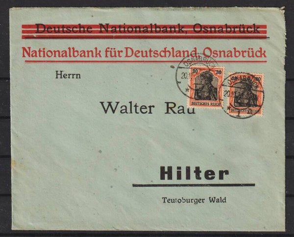 MiNr. 89 (2x) auf Brief vom 20.10.20  (s30008)