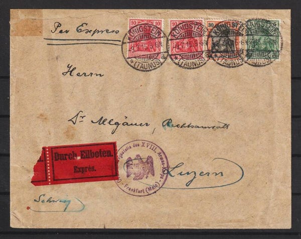 Eilboten Express Brief, von Königsstein nach Luzern   (s30010)