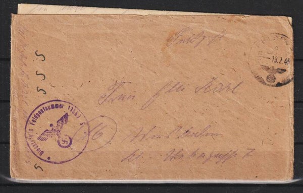 Feldpost Beleg SS vom 19.2.45 mit Inhalt  (s30017)
