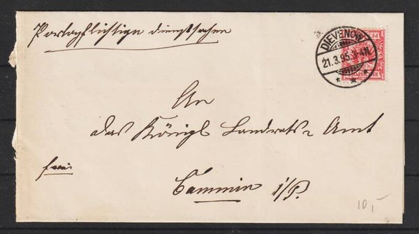 MiNr. 47 auf Brief, seltener Stempel: DIEVENOW  21.3.95 (s30031)