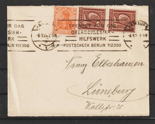 MiNr. 141, 161 auf Brief  HAMBURG 6.9.22  (s30033)