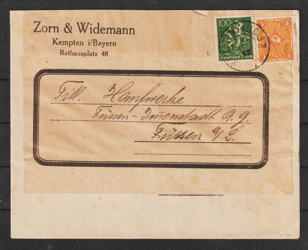 MiNr. 187, 205 KEMPTEN i. ALLGÄU  8.NOV.22  (s30037)