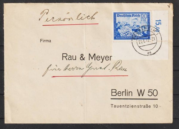 MiNr. 711 Bogenecke auf Brief  PFORZHEIM  21.5.42   (s30038)