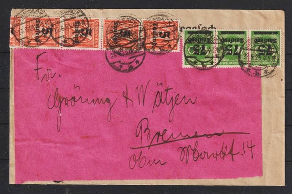 MiNr. 277 (5x) 287 (3x) auf Brief,  VEGESACK 22.9.23  (s30039)