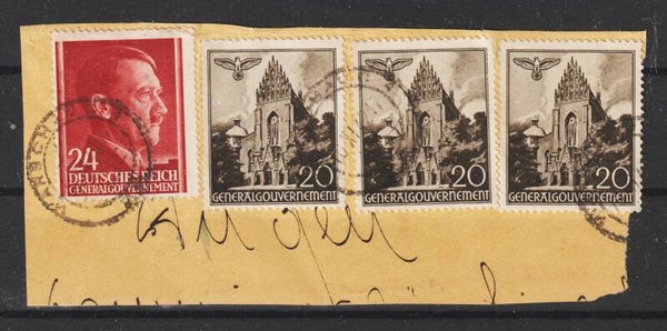 MiNr. 44 (3x), 78 auf Briefstück  (s30039)