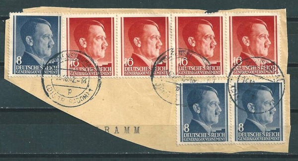 MiNr. 76 (4x), 73 (3x) auf Briefstück  (s30039)