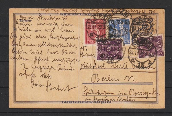 Ganzsache P 146 ZuF, portogerecht,  LEIPZIG 23.11.22  (s30040)