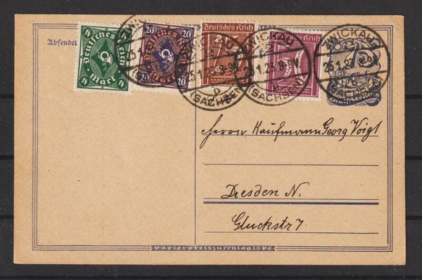 Ganzsache P 146 ZuF  ZWICKAU  25.1.23  (s30040)