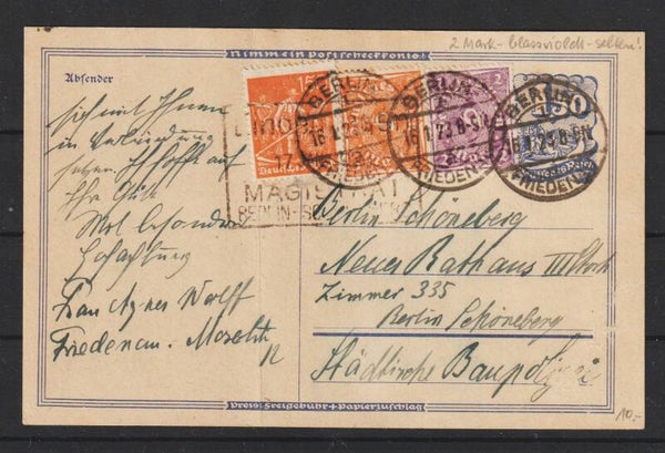 Ganzsache P 148 I  ZuF  Berlin 16.1.23  (s30042)
