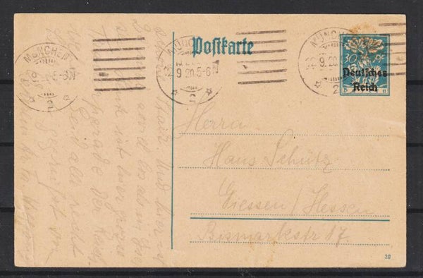 Ganzsache P 128  MÜNCHEN 12.9.20  (s30044)