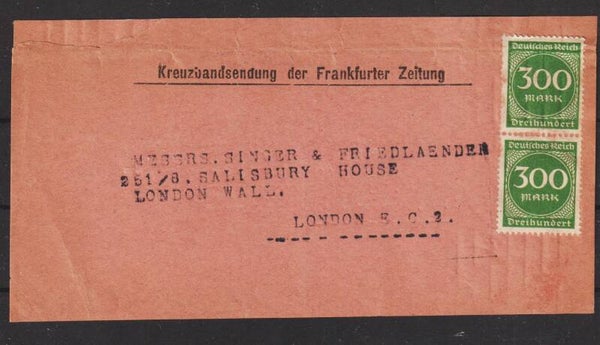 MiNr. 270 Kreuzbandsendung d. Frankfurter Zeitung  (s30060)