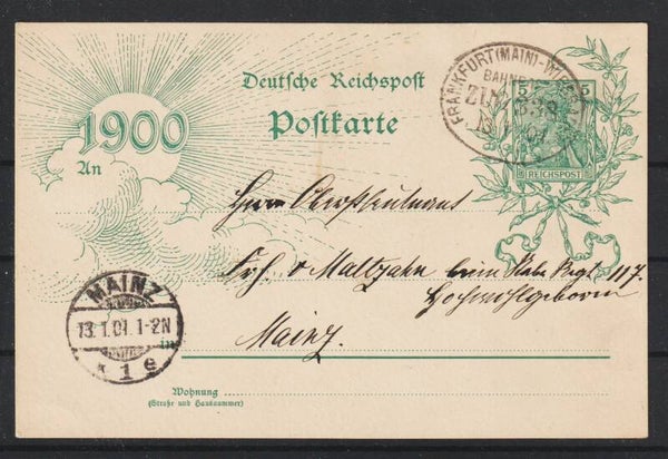 Ganzsache P 43 II  Bbd  Bahnpoststempel 13.1.01  (s30062)