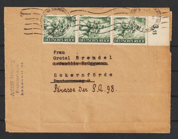 MiNr. 833 (3x) auf Brief FRANKFURT (MAIN)  1.APR.43  (s30068)