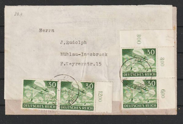 MiNr. 840 (4x) auf Brief INNSBRUCK 19.4.43  (s30068)