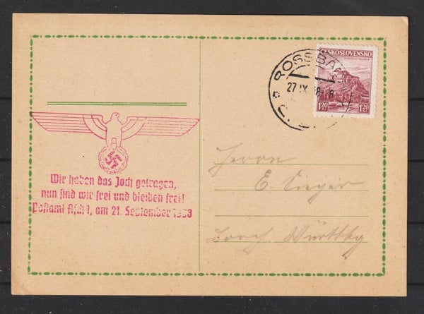 Postkarte  ROSSBACH 27.IX.38  (s30075)