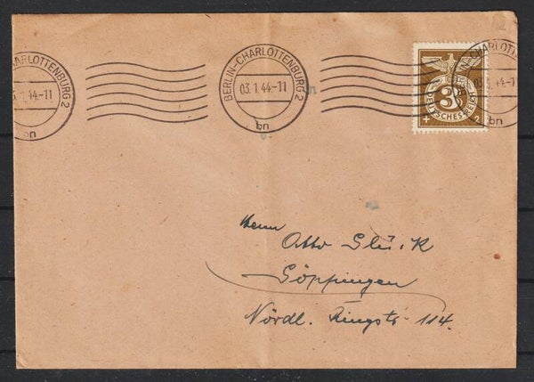 MiNr. 830 auf Drucksache  BERLIN-CHARLOTTENBURG 3.1.44  (s30082)