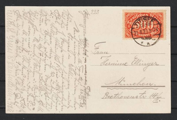 MiNr. 223 auf Ansichtskarte TITISEE 21.8.23   (s30085)