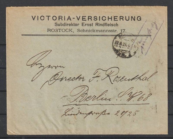 MiNr. 256 (4x) portogerechter Brief Rostock 27.8.23  (s30085)
