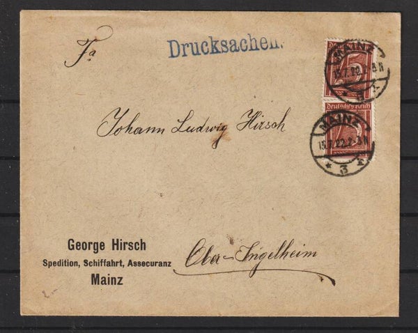 MiNr. 161 portogerechte Drucksache MAINZ 15.7.22  (s30088)