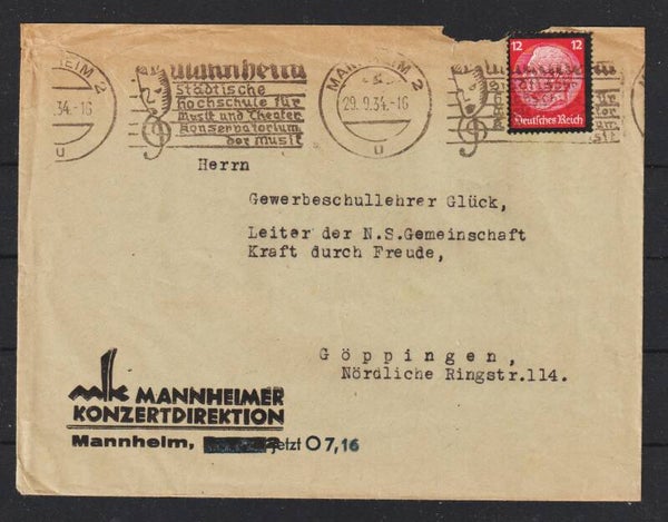 MiNr. 552 auf Brief MANNHEIM 29.9.34  (s30088)
