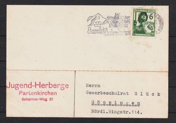 MiNr. 644 auf Postkarte GARMISCH-PARTENKIRCHEN 23.4.37  (s30089)