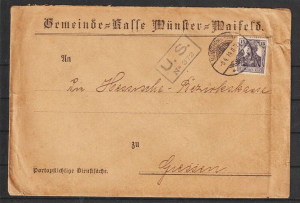 MiNr. 101 Brief, Zensiert US No 372, MÜNSTER MAIFELD 8.4.19   (s30016)