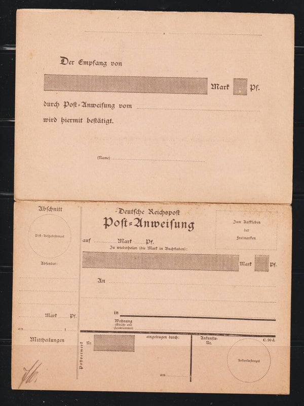 seltene Postanweisung Doppelkarte  (s30118)
