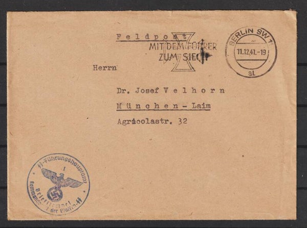 Feldpost Brief "Waffen SS Führungshauptamt" (s30132)