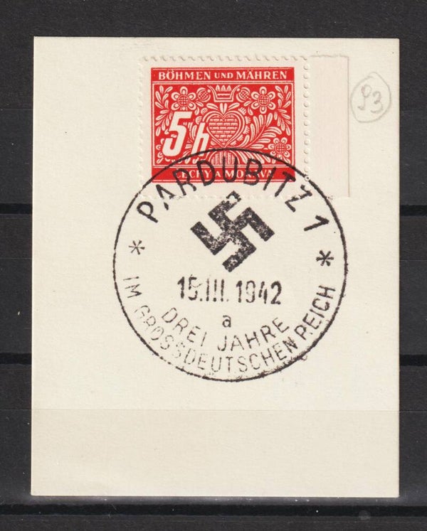 Briefstück Sonderstempel PARDUBITZ 1 15.III.1942