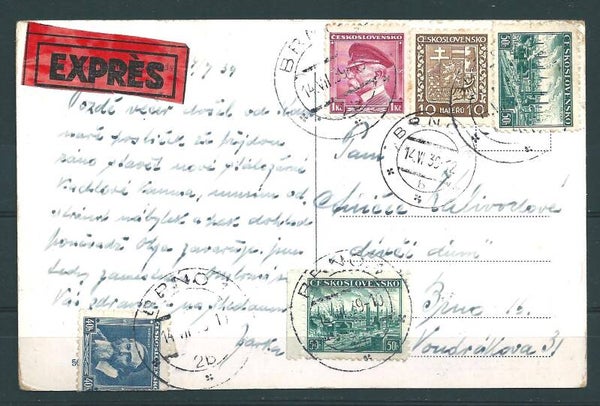 Besetzung B&M Vorläufer - Portogerechte Express - Ortspostkarte vom 14.VII.39