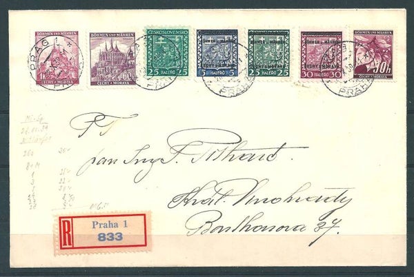 B&M MiNr. 1, 4, 5 … portogerechte MiF auf Brief vom 28.X.39