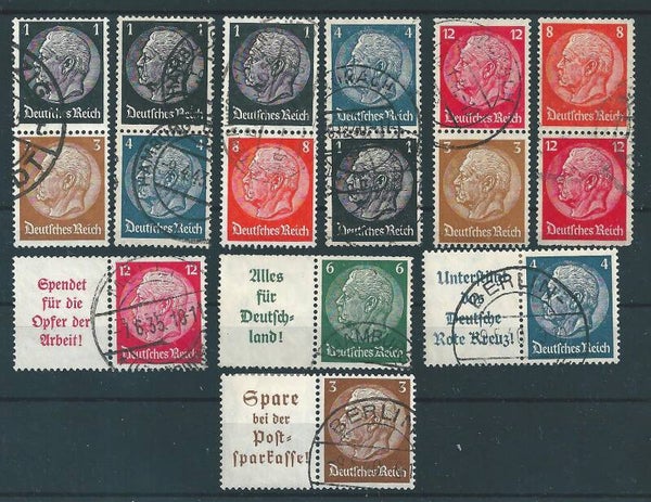 10 verschiedene Zusammendrucke Hindenburg