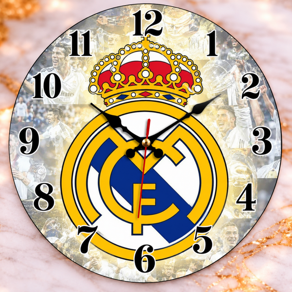 Horloge murale Real Madrid Ø 20 cm – Décoration football – Supporter Real Madrid CF – Neuve