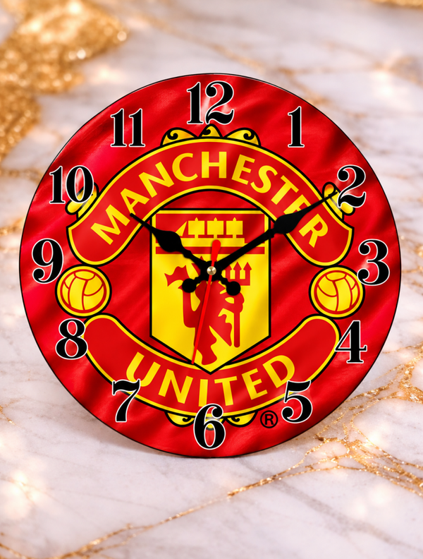 Horloge murale Manchester United Ø 20 cm – Décoration football – Supporter Manchester United FC – Neuve